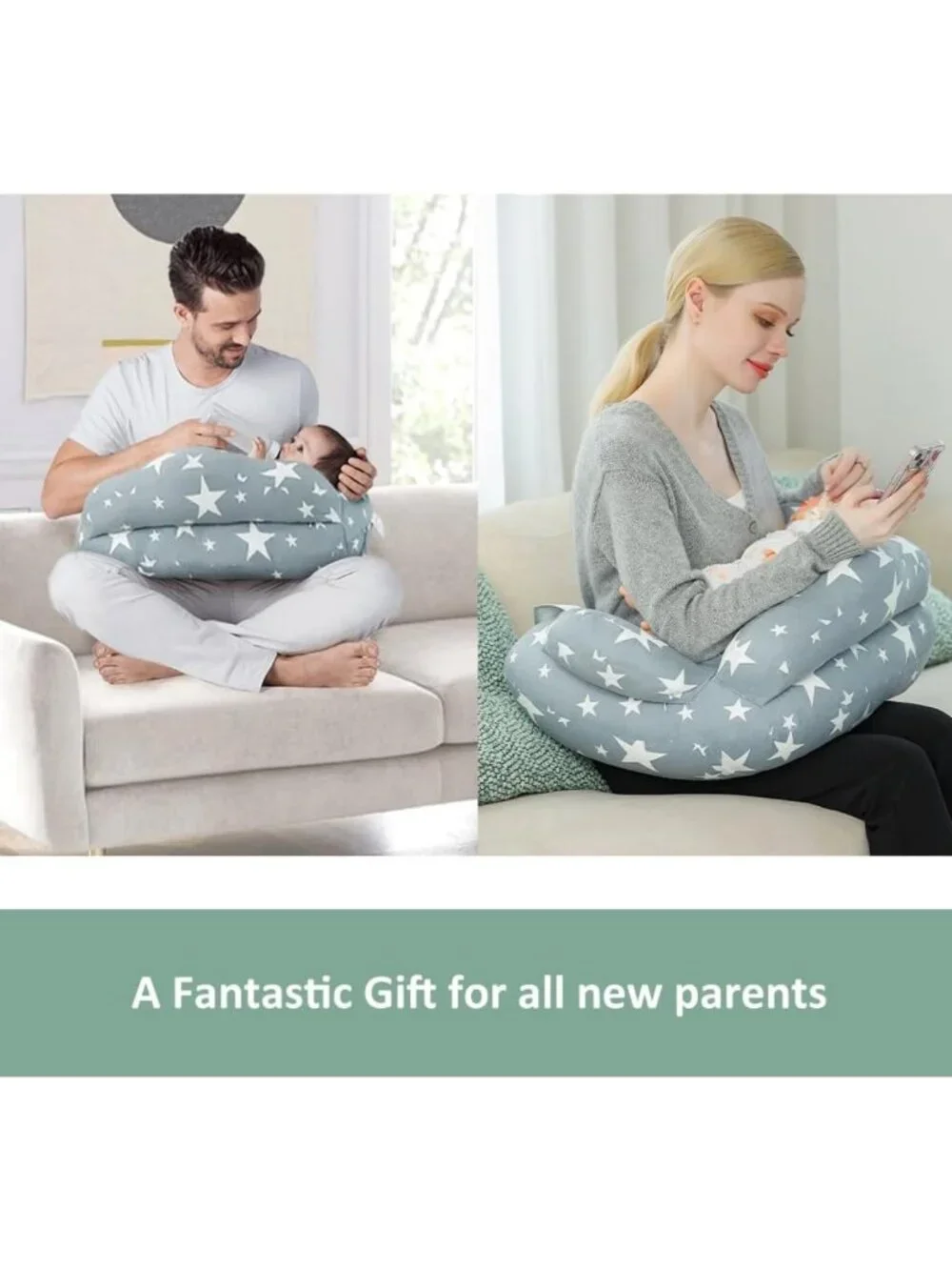 Adjustable Nursing Pillow for Breastfeeding & Bottle Feeding, Removable Cover